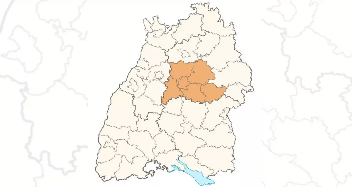 Karte von der Region Stuttgart.