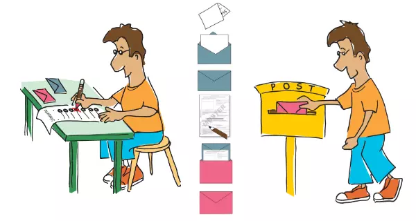 Grafik: Mann wählt per Briefwahl.