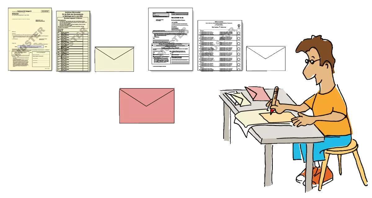 Briefwahl Unterlagen. Grafik: Tamara Dubinin