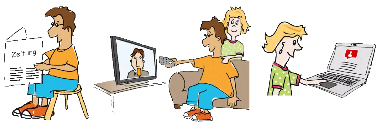 Informationen zur Wahl aus Zeitung, Fernsehn und Internet. Grafik: Tamara Dubinin