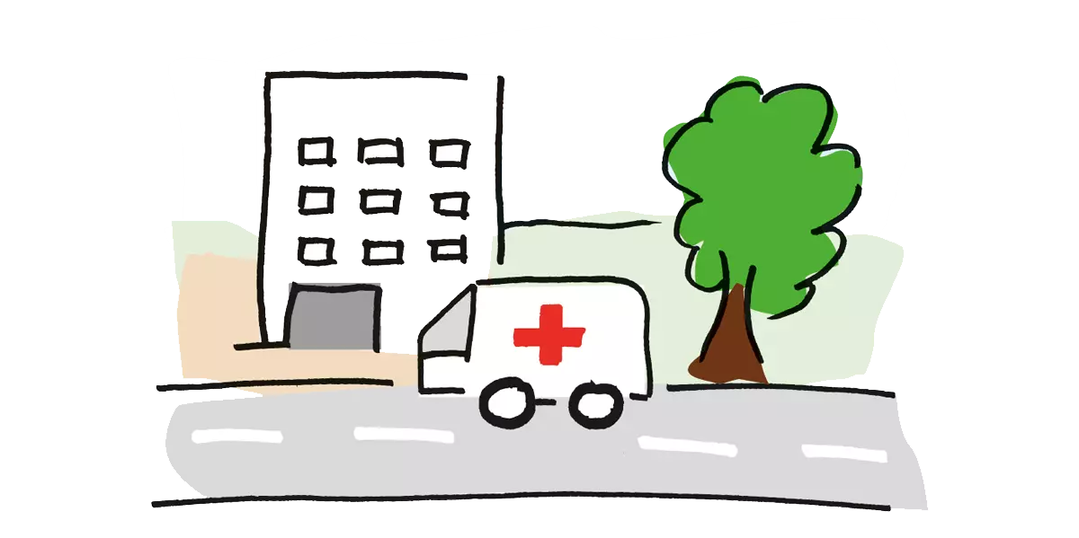 Kreistag, Kreiskrankenhaus. Grafik: Tamara Dubinin