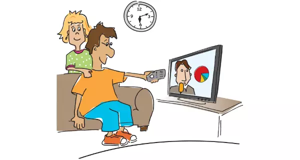 Grafik: Menschen informieren sich über das Wahl•ergebnis im Fernsehen.