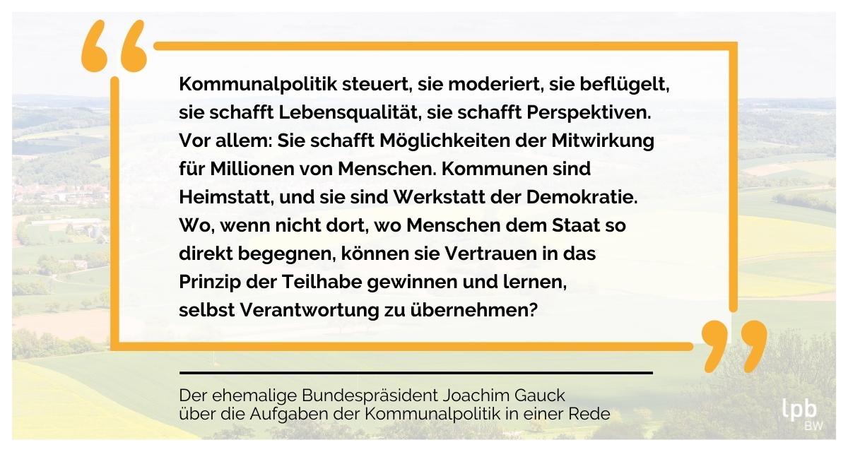Zitat des ehemaligen Bundespräsidenten Joachim Gauck. Grafik: LpB BW via Canva