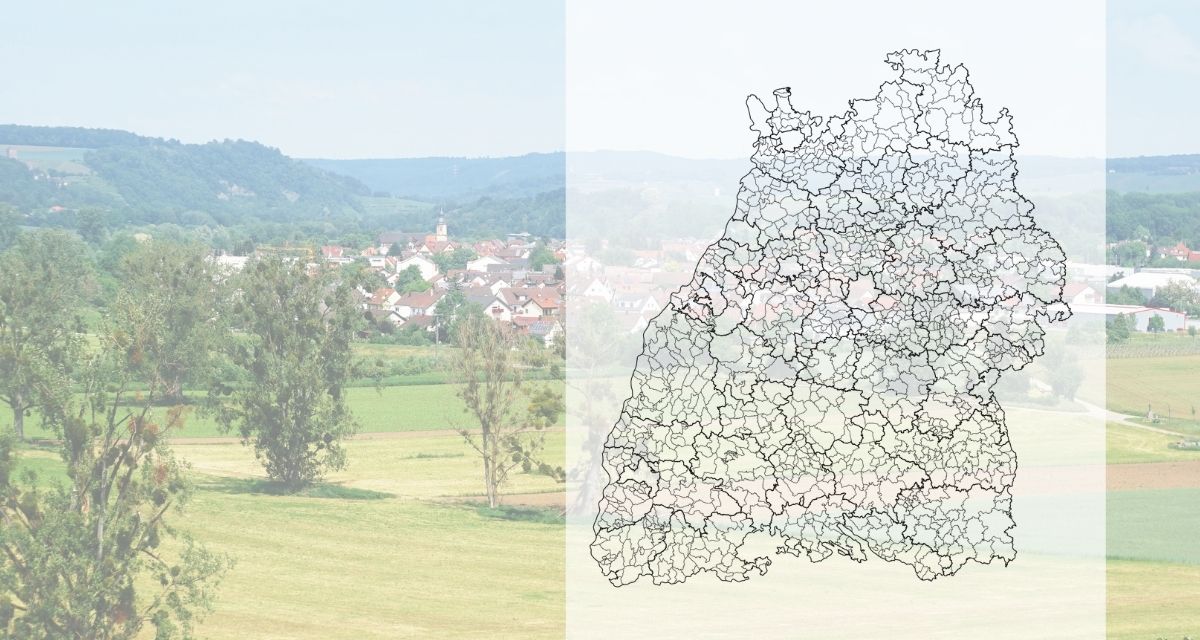Umrisse der Gemeinden und Landkreise in Baden-Württemberg. Grafik: LpB BW. Vorlage Karte: wikimedia | TUBS | CC BY-SA 3.0